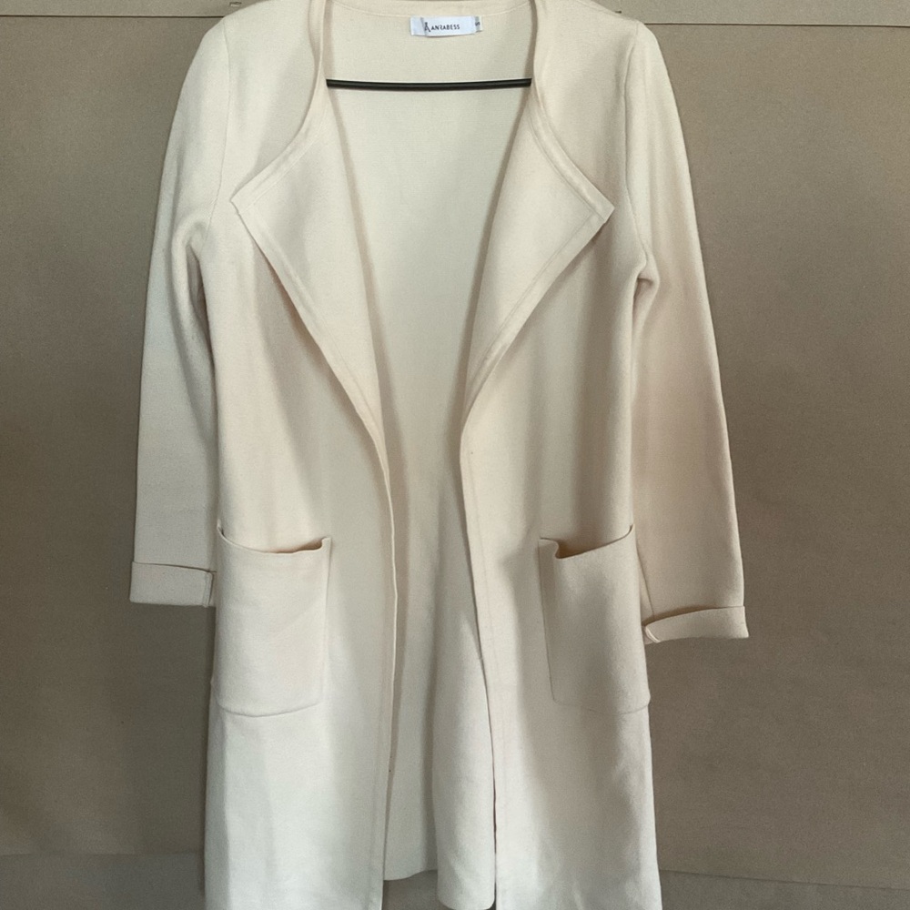 Anrabess Cream Open Front Cardigan. Cream. Size S.
